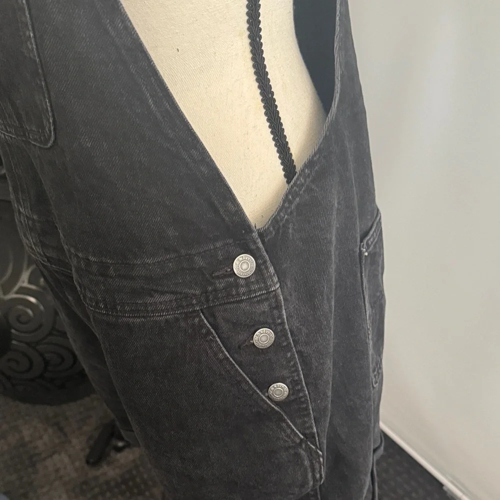 Old Navy Black Denim Overalls - Picture 2 of 4